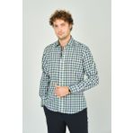 De Leone Erkek Slim Fit Kareli Uzun Kollu %100 Pamuk Gömlek 2240 Yeşil