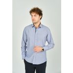 De Leone Erkek Slim Fit Uzun Kollu %100 Pamuk Gömlek 2008 Mavi