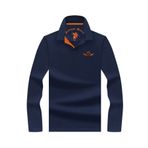 DE PLEIN Uzun Kollu Poseidon Polo Yaka Lacivert Pamuk Kumaş Sweatshirt