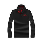 DE PLEIN Uzun Kollu Poseidon Polo Yaka Siyah Pamuk Kumaş Sweatshirt