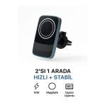 Deanb 15W Magsafe Uyumlu Kablosuz Araç İçi Telefon Tutucu | 3A Hızlı Şarj | Havalandırma Tipi 2İn1 Stand