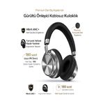 DEANB 500mAh Premium Deri Kablosuz Hybrid ANC Bluetooth Kulak Üstü Kulaklık Gürültü Önleyici Stereo Ses