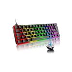 DEANB 62Tuş Mekanik Mini Oyun Klavyesi Uyumlu 19 RGB Rainbow LED'Li Aydınlatmalı Taşınabilir KLAVYE