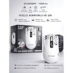 Deanb Kablosuz Oyuncu Mouse 24000 Dpı 1000Hz Rgb Şarj Istasyonlu Dijital Göstergeli Gaming Mouse - Beyaz
