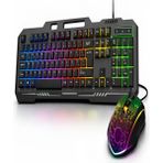 Deanb Mekanik Rgb Oyuncu Klavye Mouse Seti 105 Tuş LED Işıklı Kablolu Gaming Klavye Siyah