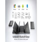 Deanb Şarjlı Kablosuz Bluetooth Katlanabilir Touchpad Klavye | Titanyum, MacBook Tablet Telefon Tv Uyumlu - Siyah