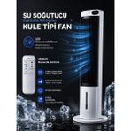 Deanb Sessiz Kule Tipi Hava Soğutucu 40 Inç 70W 3l Su Tanklı LED Dokunmatik Ekranlı Vantilatör Fan - Beyaz