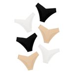 DEANGELMON Kadın Dikişsiz Bikini Arsız İç Çamaşırı Görünmez Gösterilmez Külot V Bel Hipster Bayan Yumuşak Esnek Çoklu Paket (6P8, XL-77), Kahve Sütü - 6'lı Paket, XL