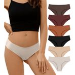 DEANGELMON Kadın Dikişsiz İç Çamaşırı Hipster Mikrofiber Külot Görünmez Bikini Rahat Paket (6P7, L)
