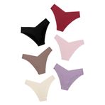 DEANGELMON Kadınlar Dikişsiz Bikini Arsız İç Çamaşırı Görünmez Hiçbir Gösteri Külot V-Bel Hipster Bayanlar Yumuşak Streç Çoklu Paket, Passion Tulip - 6'lı Paket, XL