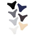 DEANGELMON Kadınlar Dikişsiz Bikini Arsız İç Çamaşırı Görünmez Hiçbir Gösteri Külot V-Bel Hipster Bayanlar Yumuşak Streç Çoklu Paket, Safir - 7'li Paket, S