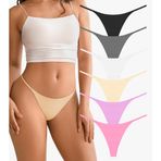 DEANGELMON Kadınlar için Dikişsiz G-string Thongs - No Show Tanga İç Çamaşırı Düşük Bel Streç Külot Egzersiz Paketi, C-6 adet, L