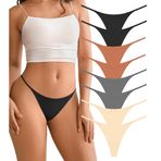 DEANGELMON Kadınlar için Dikişsiz G-string Thongs - No Show Tanga İç Çamaşırı Düşük Bel Streç Külot Egzersiz Paketi, C-8 adet, M