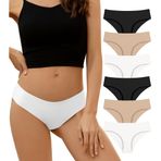 DEANGELMON Kadınlar için Dikişsiz İç Çamaşırı Gösteri Yok Bikini Külot Rahat Streç Görünmez Bayanlar Hipster Külot, Çikolata-6'lı Paket, L