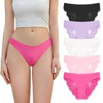 DEANGELMON Kadınlar Için Seksi Dantel İç Çamaşırı Dikişsiz No Show Hipster Külot Arsız Bikini Külot Paketi, Fantastik - 5'li Paket, S