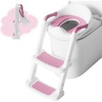Deanic Çocuk Klozet Adaptörü Merdivenli, Pu Pedli, Kaymaz, 1- 7 Yaş, 38- 47 cm Uyumlu - Pembe - Tek Ebat
