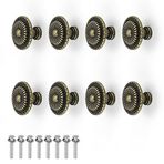 DEANKEJI 32 mm Vintage mobilya kulpları, 8 adet bronz mobilya düğmesi, vidalı çekmece topuzları, antika tarz, korozyona ve neme dayanıklı, ayakkabı dolapları için komodin kulpları, mutfak dolabı
