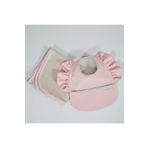 Dear Deer Love Sıvı Geçirmez Mama Önlüğü & Mama Sandalyesi Örtüsü - Blw Seti / Fırfırlı Önlük Pink