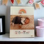 Dearens Bebeğinizin Ilk Hatırası, Doğum Panosu, Bebek Anı Çerçevesi, Fotoğraflı -Yazılı Cam Çerçeve Beyaz 18x23 cm