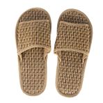 DEARMAMY 1 Çift Bambu Sandalet Şık Kadınlar Için Düz Sandaletler Bayanlar Sandalet İç Mekan Terlikleri Kadınlar Için Rattan Sandaletler Keten Kadın Slayt Sandalet Ev Terliği Khaki