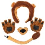 DEARMAMY 1 Set Kostümü Kulak Burun Kuyruk Pençe Eldiven Hayvan Cosplay Kostüm Aksesuarları Giyinme Partisi Için