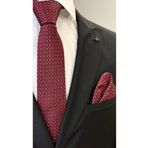Dearmise Bordo Desenli Hediye Kutulu Premium Kravat & Mendil