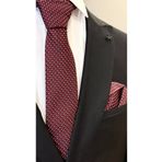 Dearmise Bordo Puantiye Desenli Hediye Kutulu Premium Kravat & Mendil