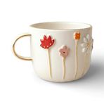 Dearmoon House El Yapımı Seramik Mug, 24 Karat Gerçek Altın Bezemeli, Çiçek Desenli, Atlı Karınca Kutulu, Hediye Seti, Lüks Kupa,
