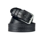 debbah %100 Hakiki Deri Erkek Kot Spor Kemer 4.5 Cm Manda Derisi Hediyelik Kemer (Desenli Siyah, 135 CM)