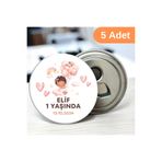 DeBu Tasarım 5 Adet Kalpli Uçan Balonlu Doğum Günü Hediyeliği 58 mm Buzdolabına Yapışabilen Açacak Magnet