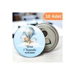 DeBu Tasarım Uçan Balon Ayıcık Temalı Doğum Günü Hediyeliği 58 mm Buzdolabına Yapışabilen Açacak Magnet