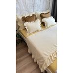 Decamor Home Ekru Fırfırlı Yatak Runner Seti Çift Kişilik Yatak Örtüsü - 70 x 260 cm
