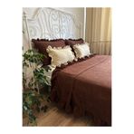 Decamor home Fırfırlı Koyu Kahverengi Yatak Örtüsü Çift Kişilik