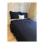 Decamor home Fırfırlı Lacivert Yatak Örtüsü Takımı Çift Kişilik