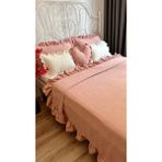 Decamor Home Fırfırlı Pudra Pembe Yatak Örtüsü Seti Çift Kişilik - 250 x 260 cm