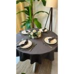 Decamor Home Keten Antrasit Füme Yuvarlak Leke Tutmaz Su Itici Özellikli Dertsiz Masa Örtüsü - Gri - 180 x 180 cm