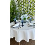 Decamor Home Keten Dokulu Dertsiz Beyaz Yuvarlak Masa Örtüsü - 160 x 160 cm