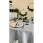 Decamor Home Keten Dokulu Dertsiz Gri Yuvarlak Masa Örtüsü - 160 x 160 cm