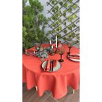 Decamor Home Keten Dokulu Dertsiz Kiremit - Turuncu Yuvarlak Masa Örtüsü - 160 x 160 cm