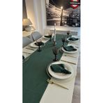 Decamor home Keten Dokulu Haki Yeşil Runner