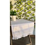 Decamor home Keten Fırfırlı Runner Vintage Pötikareli Pembe Runner