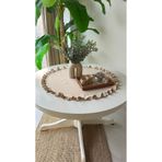 Decamor home Leke Tutmaz Keten Bej Yuvarlak Fırfırlı Runner