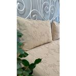 Decamor home Nakışlı Bej Rengi Yatak Örtüsü Seti Pike Takımı Işleme Detaylı Çok Amaçlı Örtü