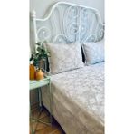 Decamor Home Nakışlı Gri Yatak Örtüsü Seti Çok Amaçlı Örtü Çift Kişilik - 220 x 240 cm