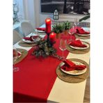 Decamor Home Pamuklu Leke Tutmaz Kırmızı Uzun Runner Yılbaşı Runner - 40 x 300 cm