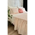 Decamor Home Rustik Fisto Pudra Pembe Yatak Runner Set Iç Dolgulu Kırlent Yatak Örtüsü - 70 x 240 cm - Açık Pembe