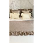 Decamor Home Sütlü Kahve Fırfırlı Yatak Runner Kırlent Seti Yatak Şalı Yatak Örtüsü Set Çift Kişilik - 70 x 260 cm