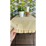 Decamor home Thin Keten Kumaş Sarı Mini Pötikateli Keten Runner
