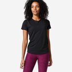 Decathlon Domyos 100 Fitness Kardiyo Kadın Siyah Kısa Kollu Spor T-Shirt
