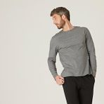 Decathlon DOMYOS Erkek Gri Regular Uzun Kollu Spor Tişörtü 100 - Fitness Hafif Antrenman